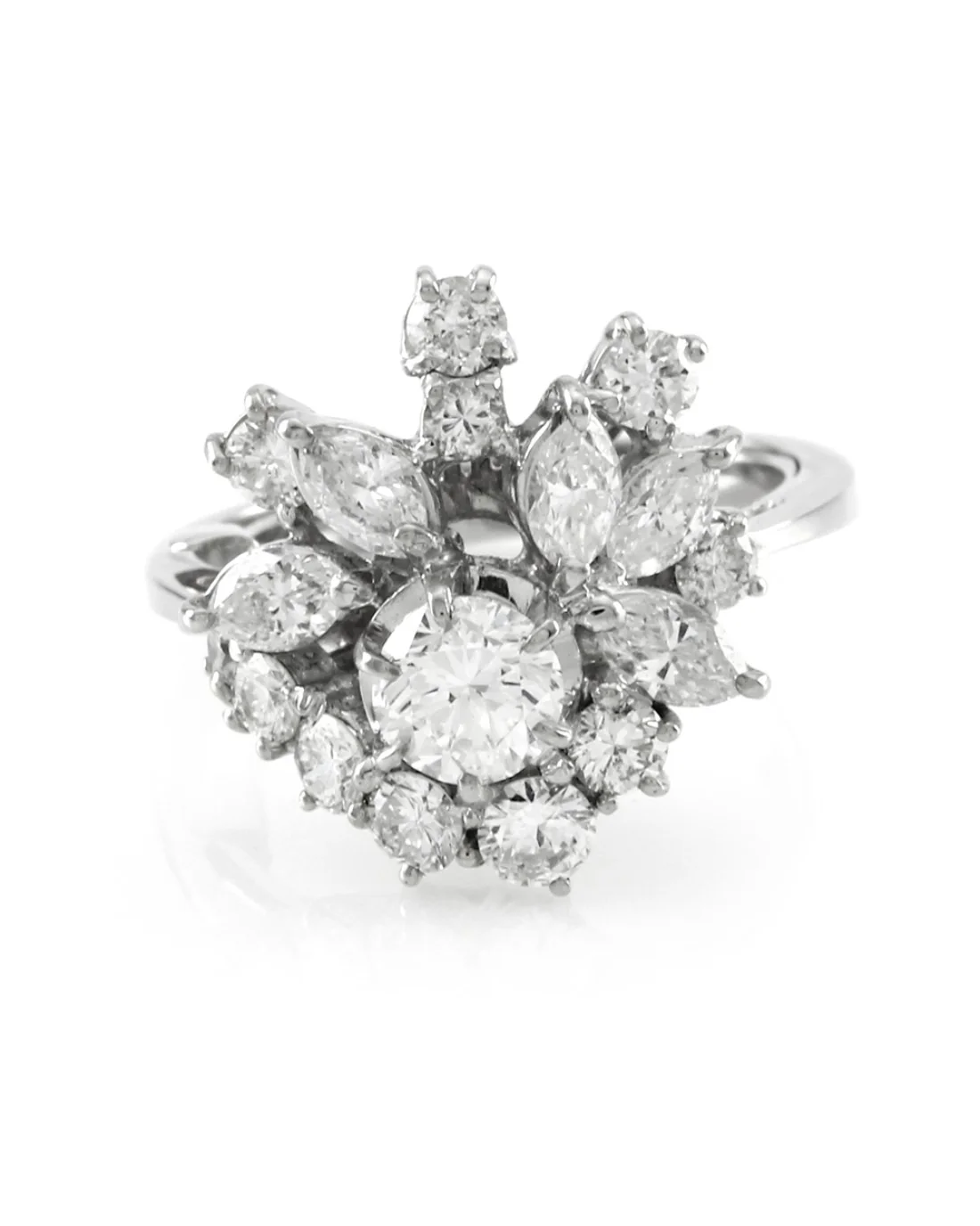 Mid-Century 1.32ctw Diamond Cluster Ring in 18K White Gold - Image 2