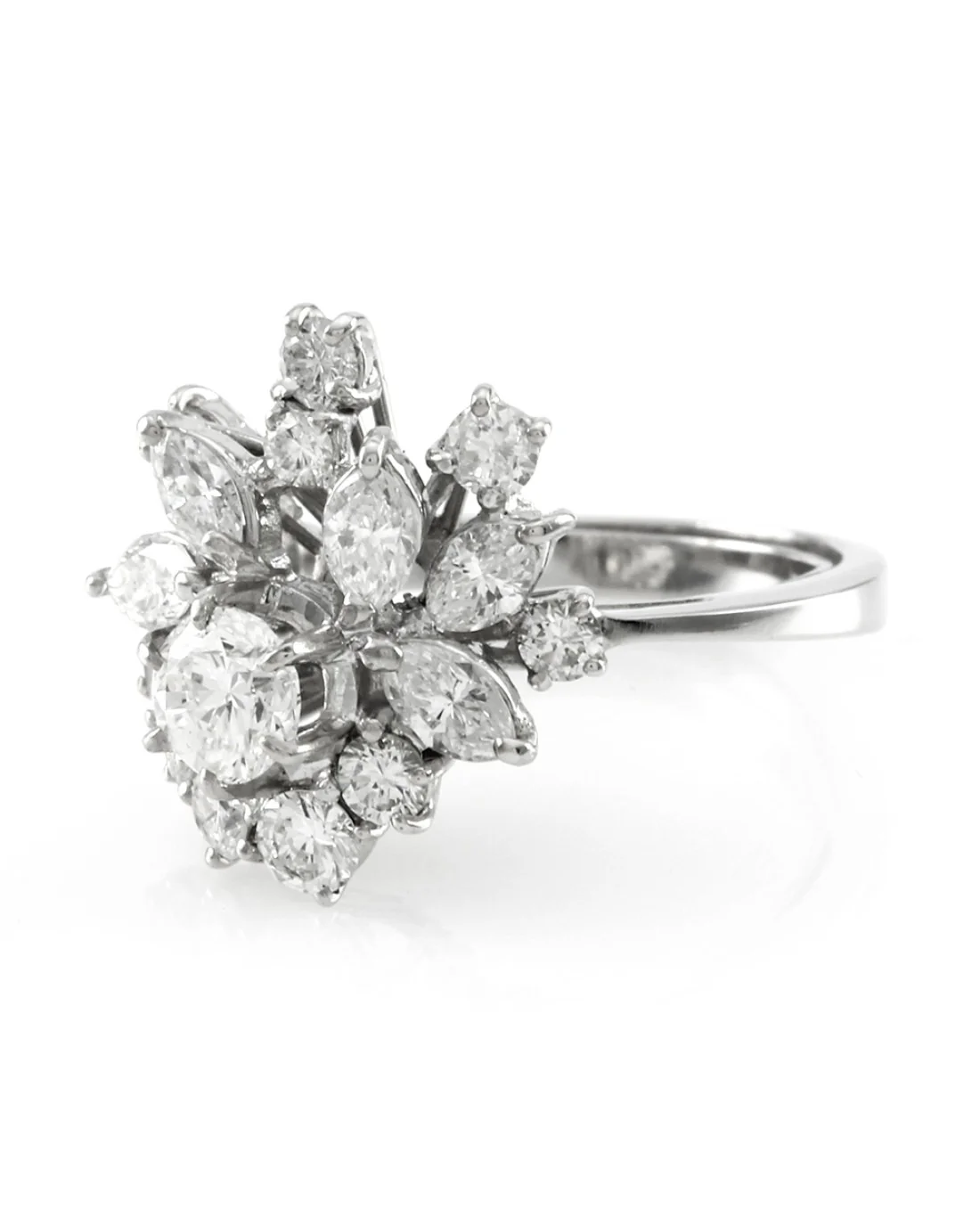 Mid-Century 1.32ctw Diamond Cluster Ring in 18K White Gold - Image 3