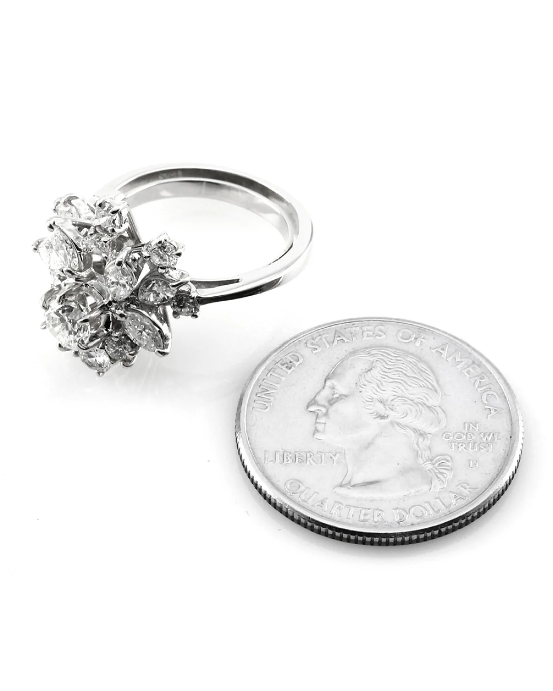 Mid-Century 1.32ctw Diamond Cluster Ring in 18K White Gold - Image 7