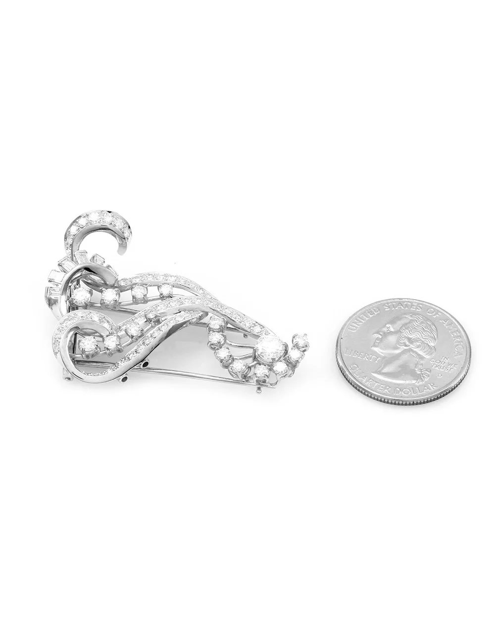 Mid-Century Diamond Halley's Comet Platinum Brooch - Image 3