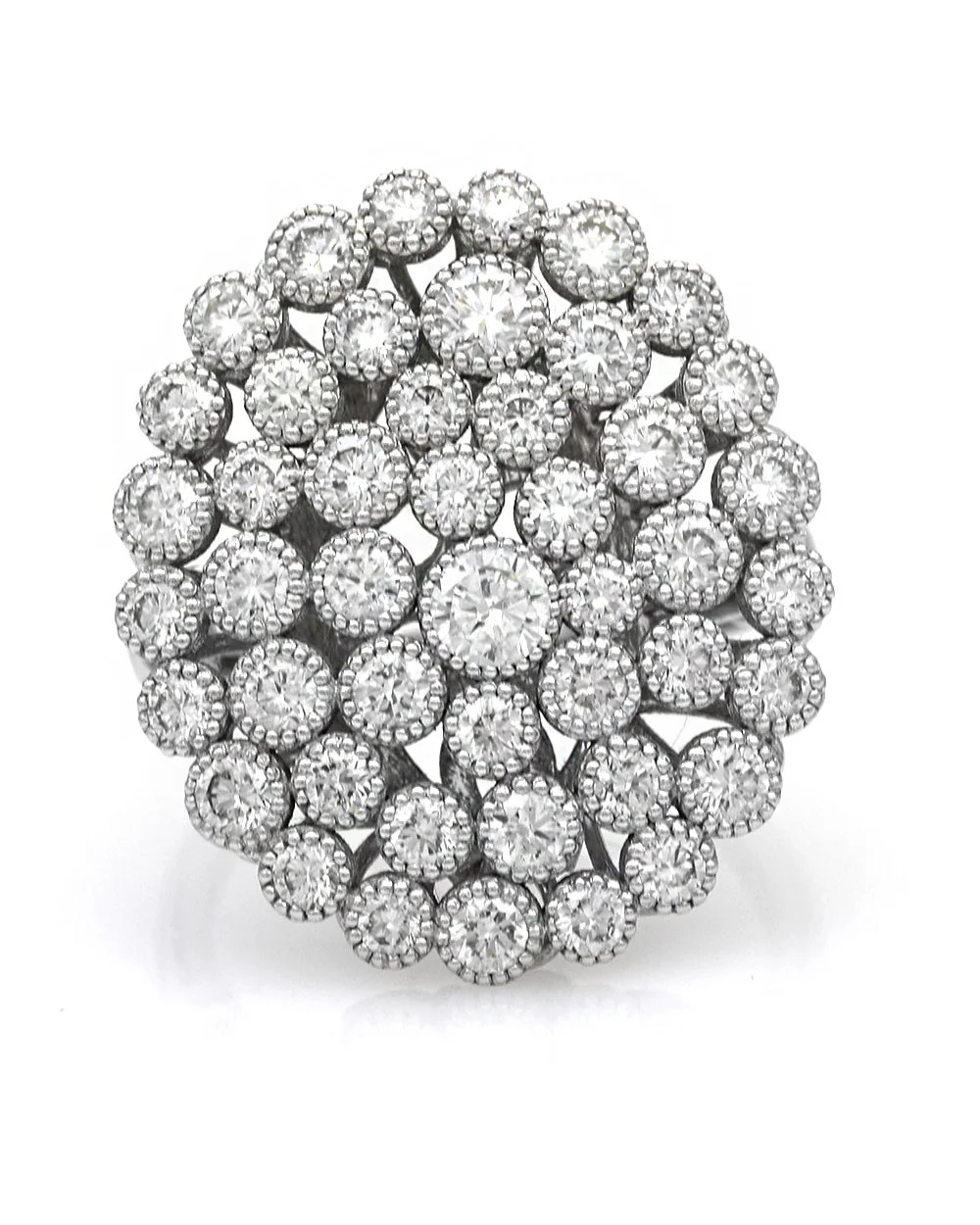 Milgrain Bezel Set Diamond Oval Cluster Ring - Image 2