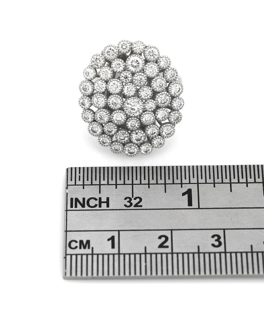 Milgrain Bezel Set Diamond Oval Cluster Ring - Image 3