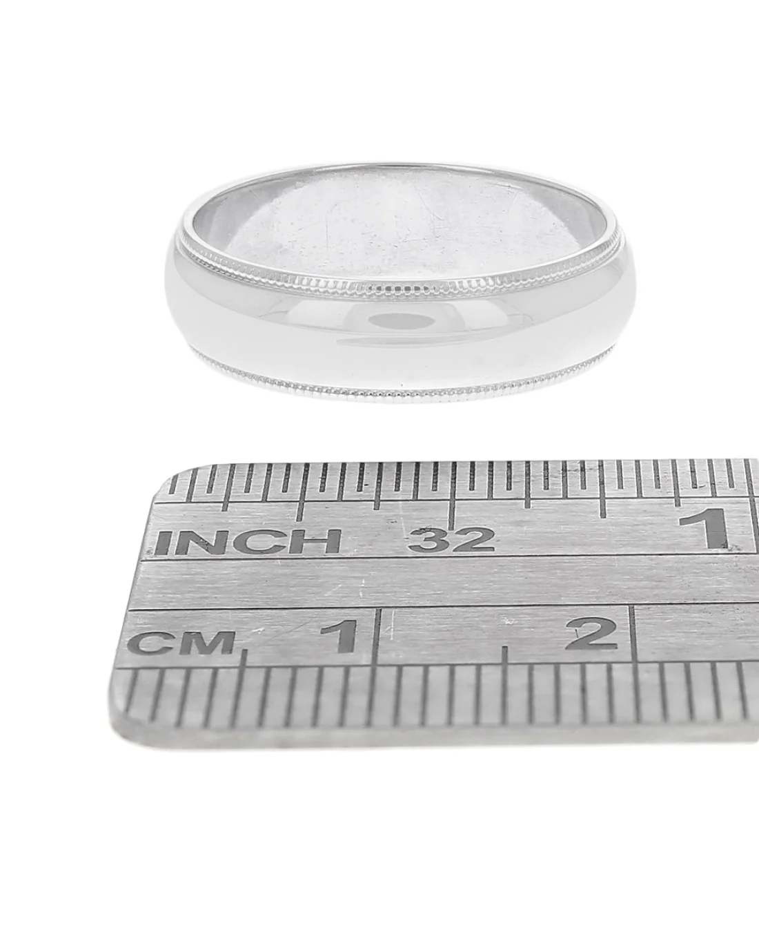 Milgrain Edge Comfort Fit Band in White Gold - Image 3