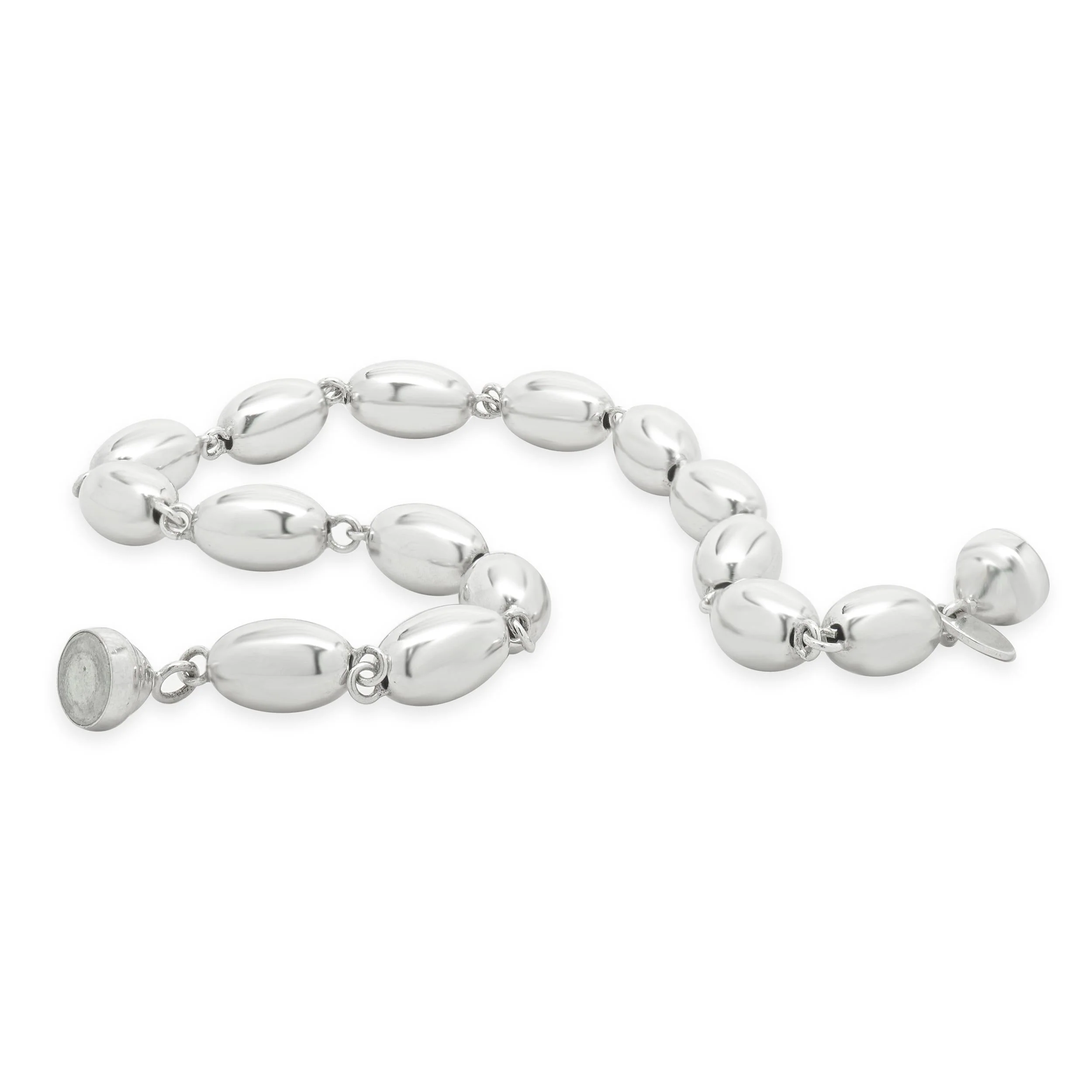 Milor 14 Karat White Gold Haly Bead Link Bracelet - Image 2