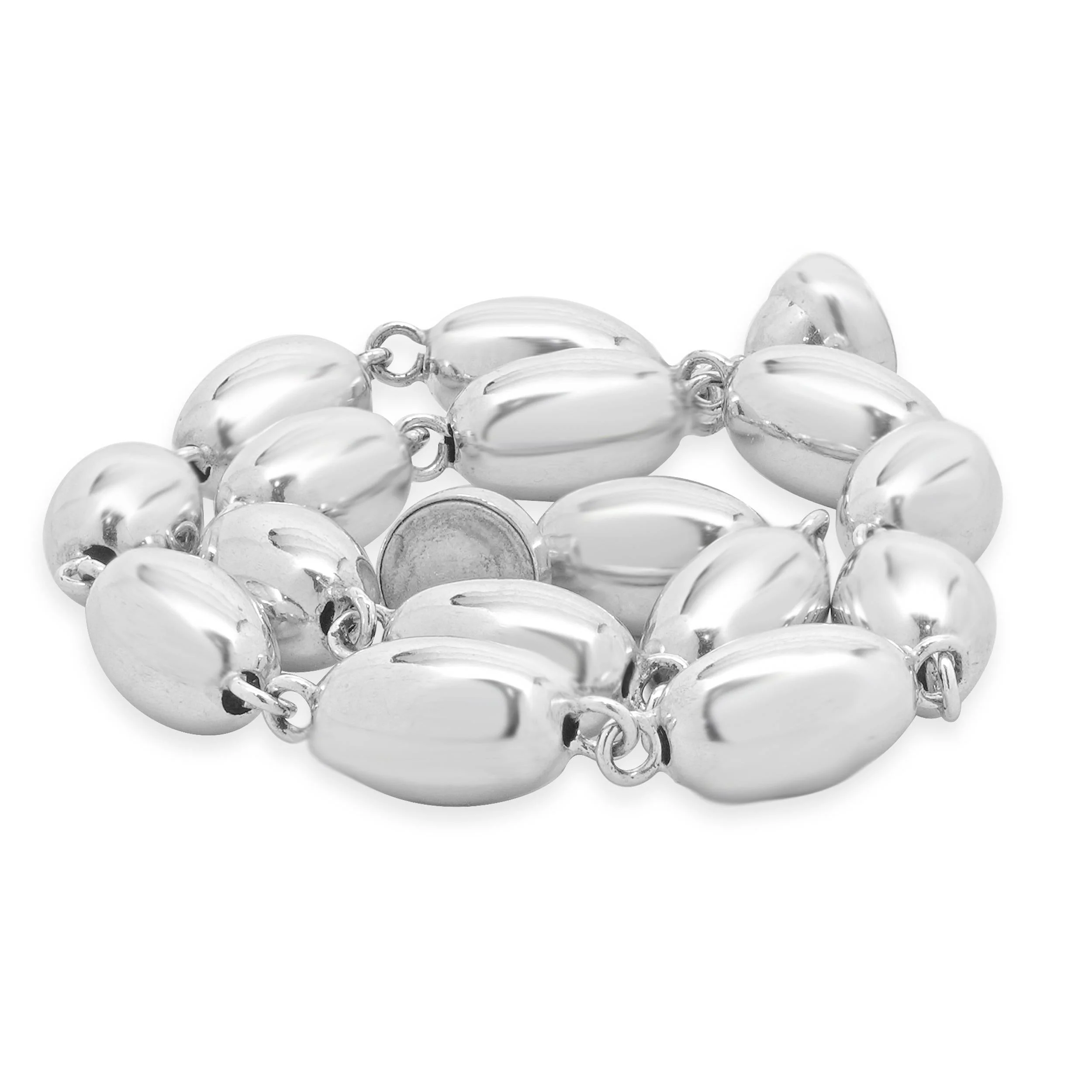 Milor 14 Karat White Gold Haly Bead Link Bracelet - Image 3