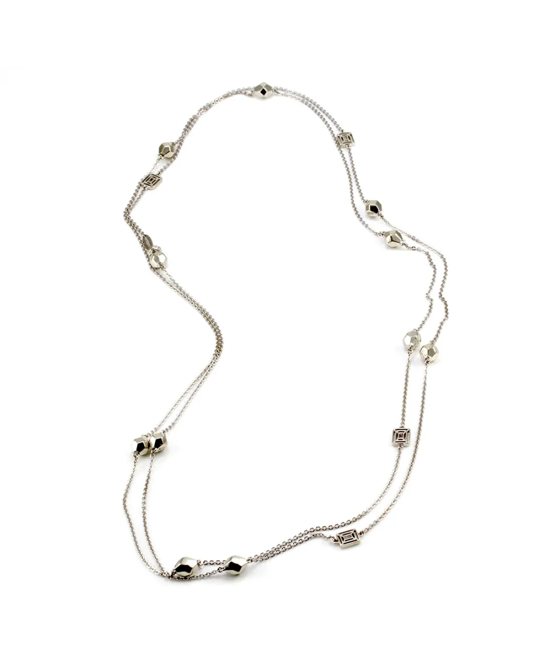 Mimi So Rock Station Necklace in White and Yellow Gold