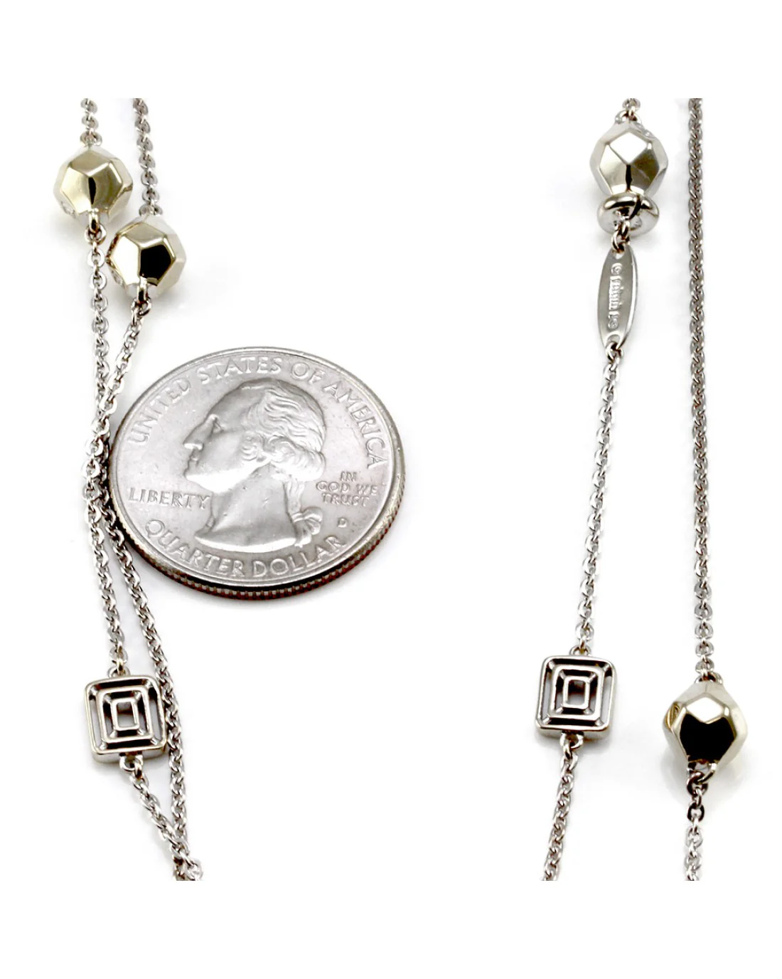 Mimi So Rock Station Necklace in White and Yellow Gold - Image 4