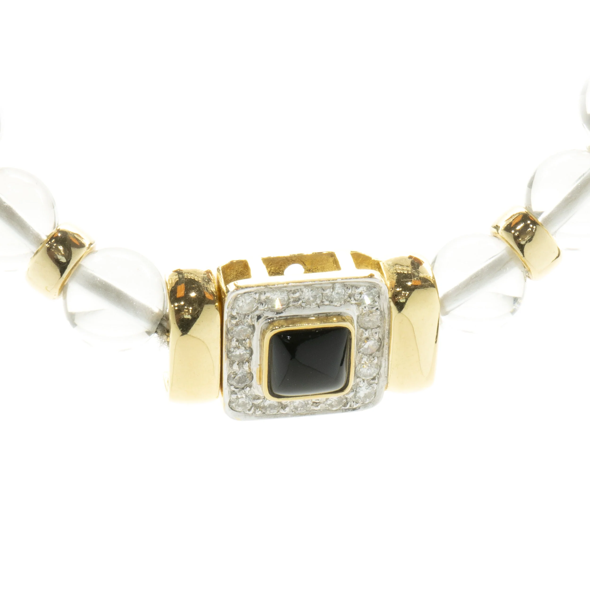 Mings 14 Karat Yellow Gold Diamond and Onyx Necklace - Image 2