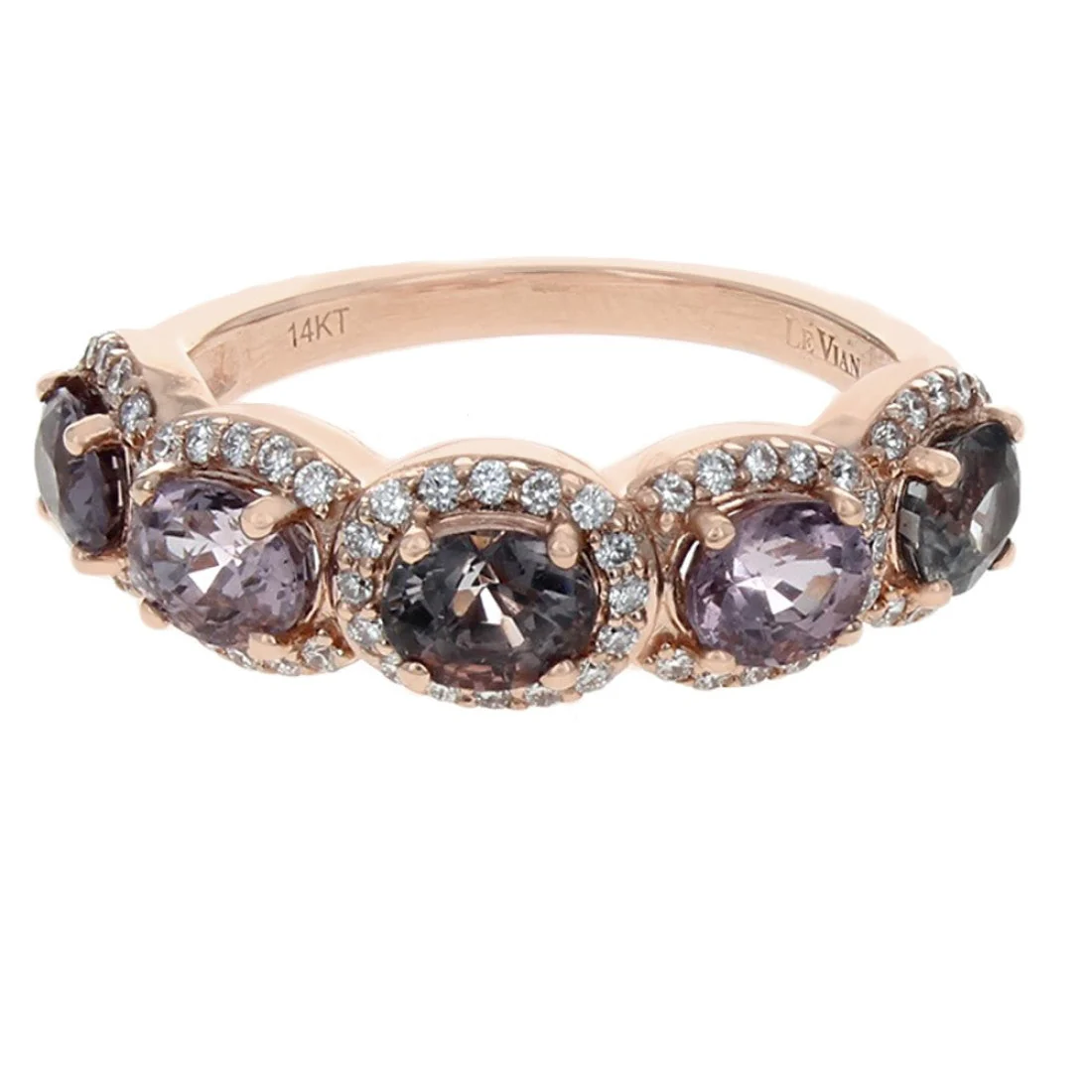 Le Vian 14K Rose Gold Mixed Berry Spinel and Diamond Halo Ring - Image 2