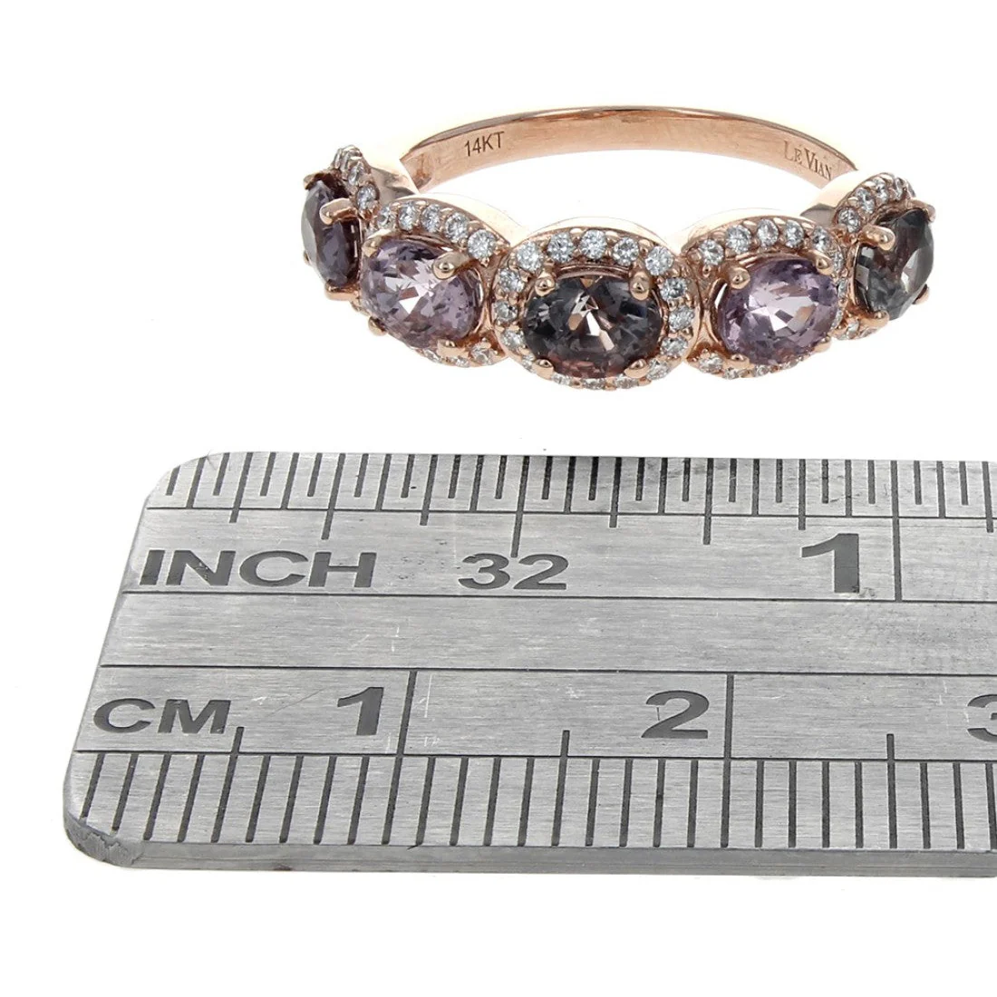 Le Vian 14K Rose Gold Mixed Berry Spinel and Diamond Halo Ring - Image 3