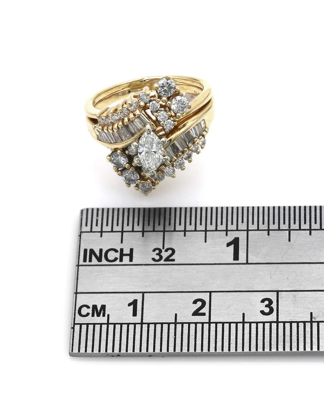 Mixed Cut Diamond Bypass Cluster Ring in Yellow Gold - Image 3