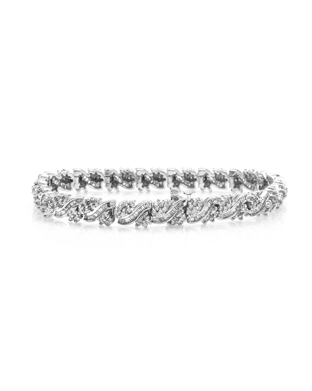 Mixed Cut Diamond Cluster Bracelet in 14K White Gold - Image 2