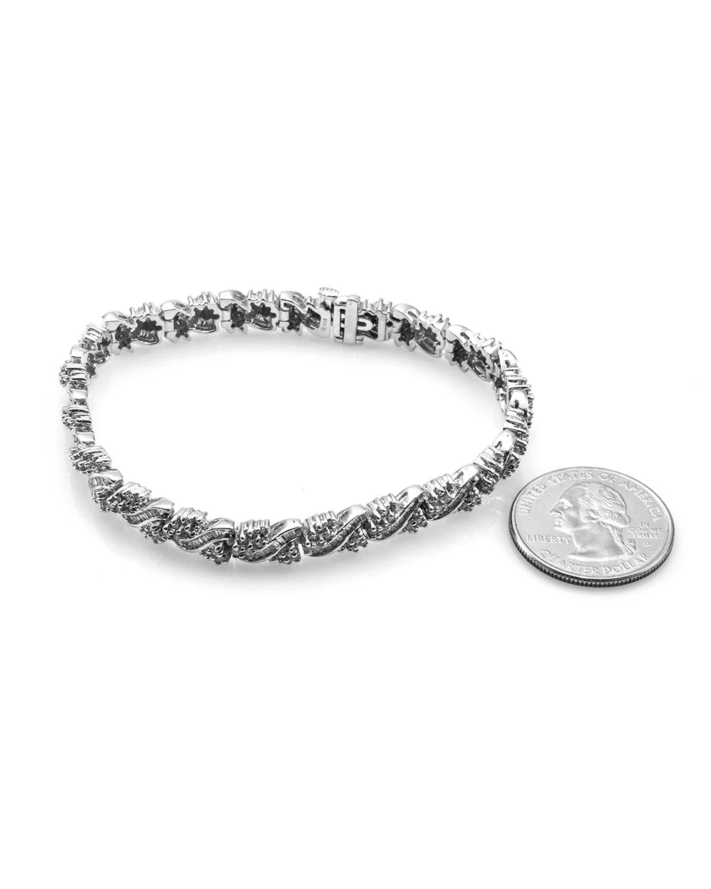 Mixed Cut Diamond Cluster Bracelet in 14K White Gold - Image 4