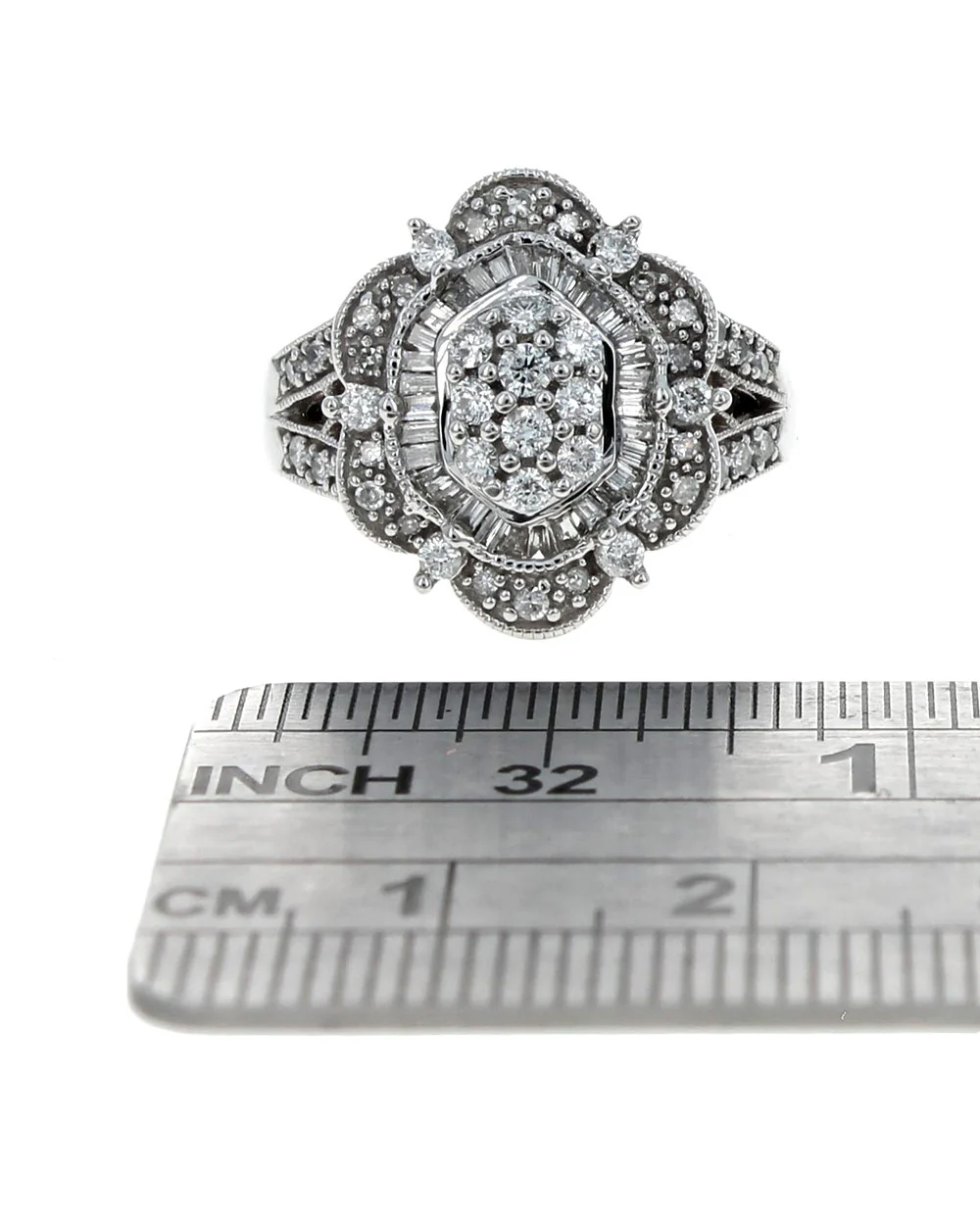 Mixed Cut Diamond Halo Cluster Ring - Image 3