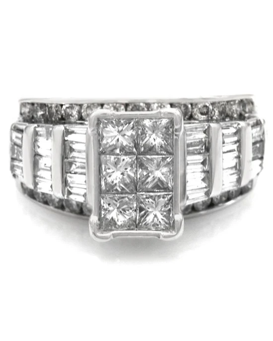 Mixed Cut Diamond Ring in White Gold - Image 2