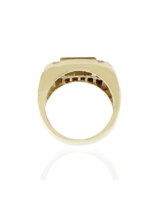 Mixed Cut Diamond Ring with Greek Key Details in 14K Yellow Gold - Image 5