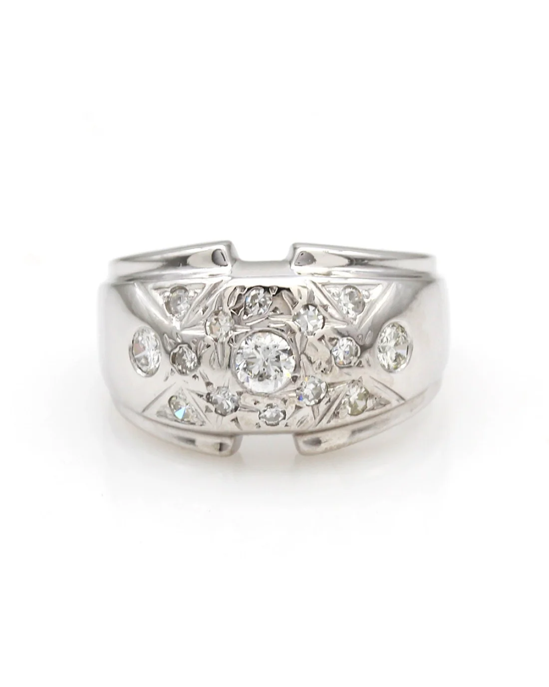 Mixed Cut Diamond Steo Edge Tapered Band - Image 2