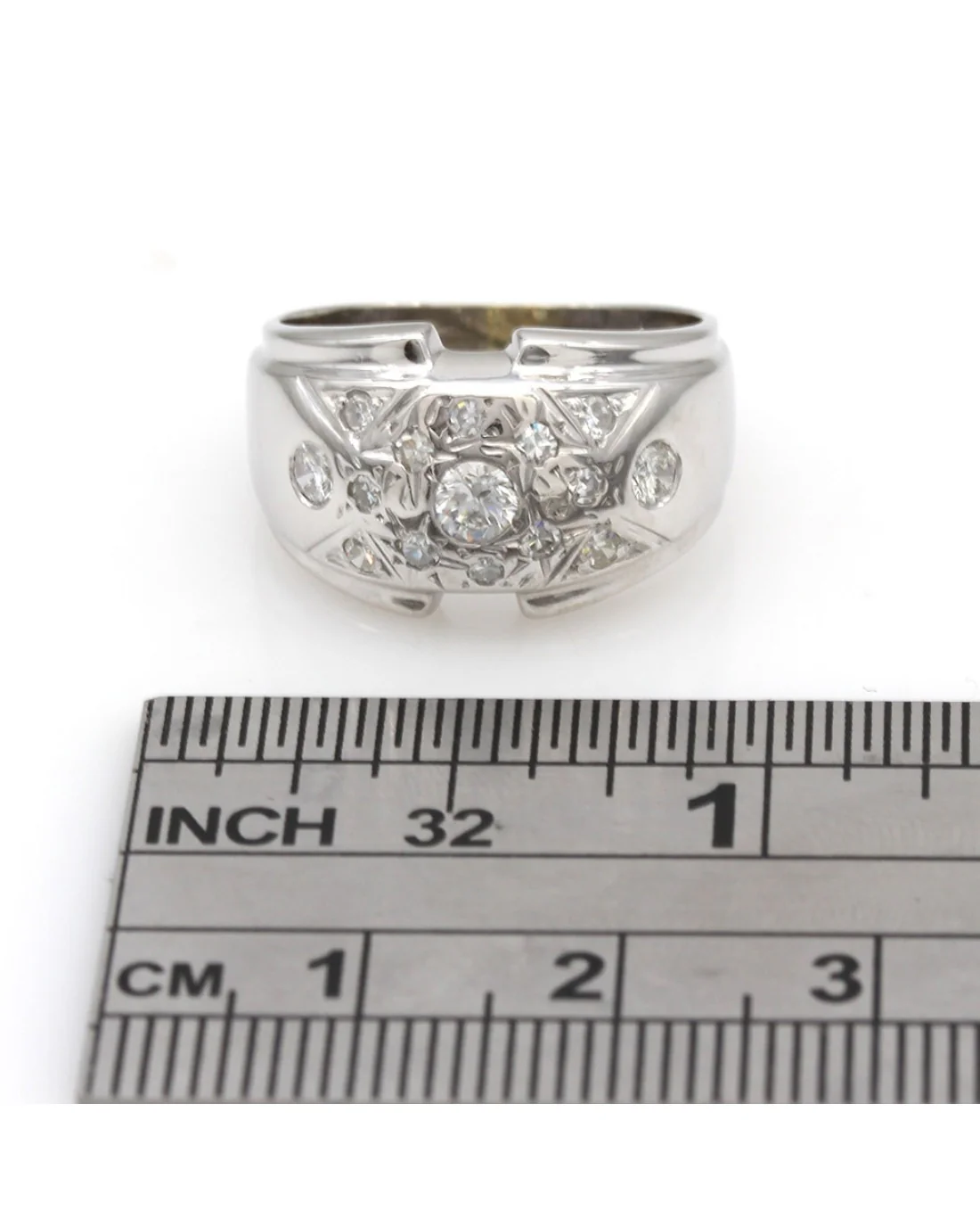 Mixed Cut Diamond Steo Edge Tapered Band - Image 3