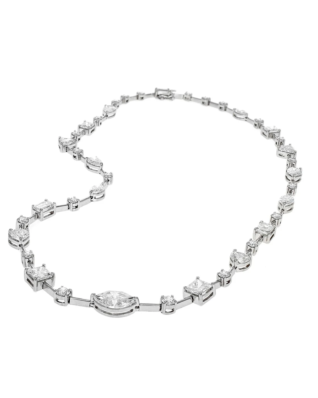 Mixed Fancy Cut Diamond Necklace in 18K White Gold - Image 3