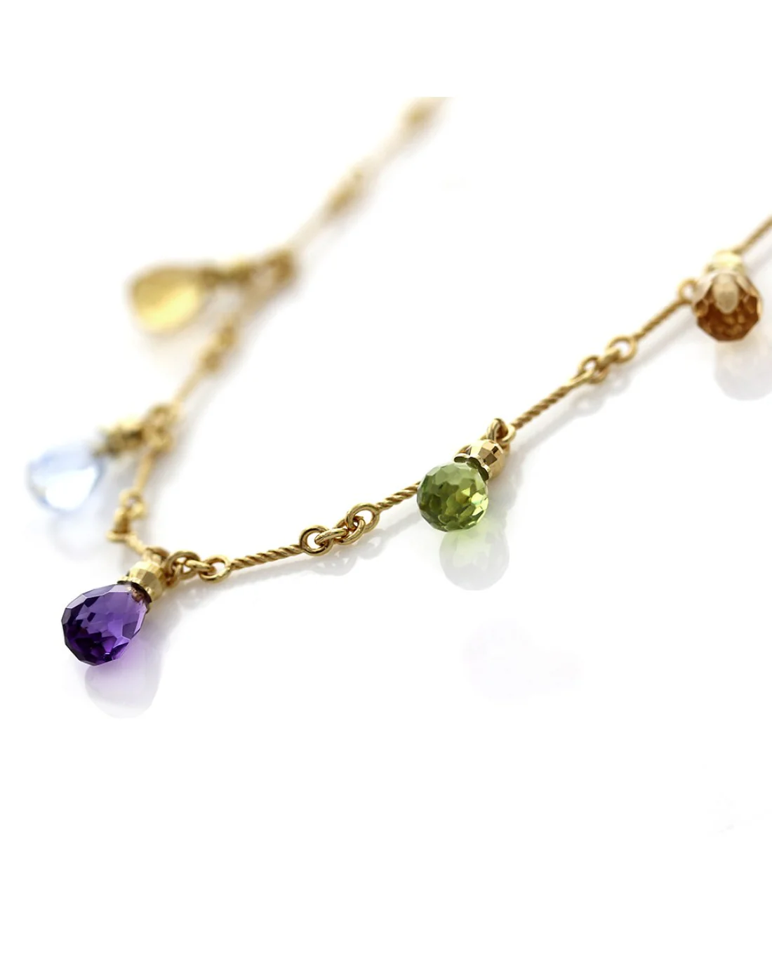 Mixed Gem Briolette Drop Necklace