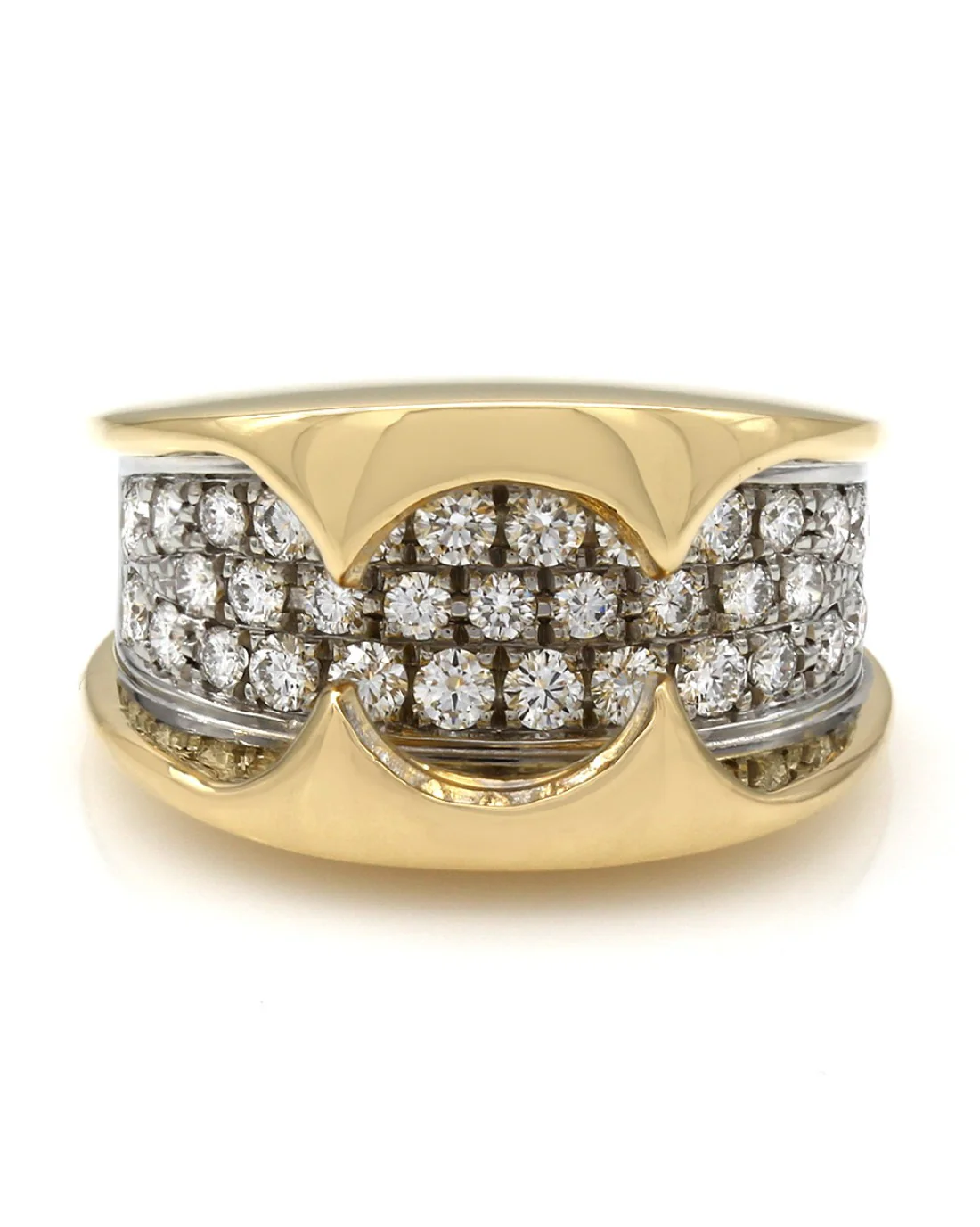Modern Style 3 Row Round Diamond Pave Mounting in Two-Tone 18k - Image 2