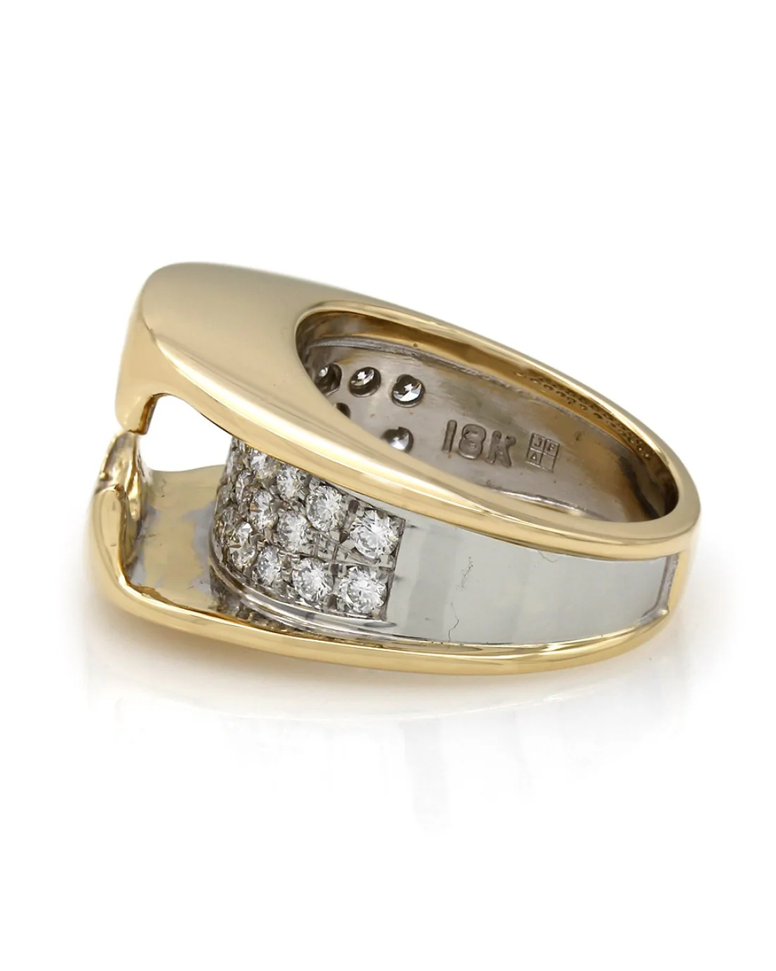 Modern Style 3 Row Round Diamond Pave Mounting in Two-Tone 18k - Image 3
