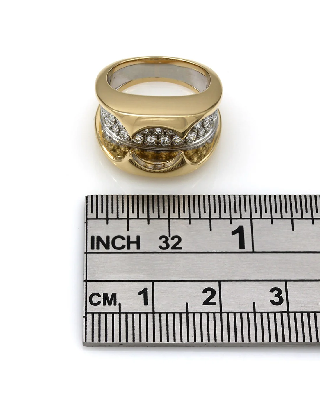 Modern Style 3 Row Round Diamond Pave Mounting in Two-Tone 18k - Image 4