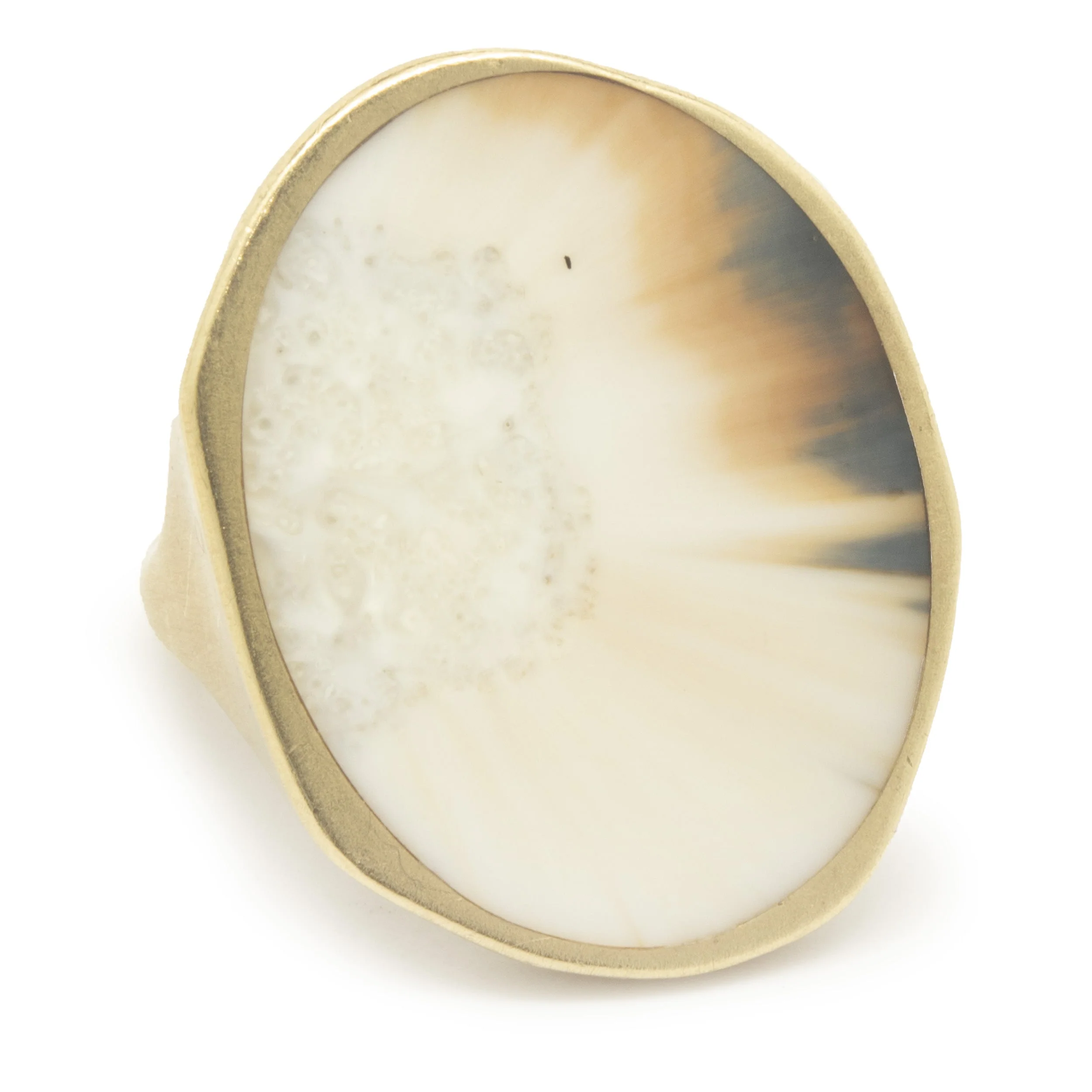 Monique Pean 18 Karat Yellow Gold Vintage Agate Ring