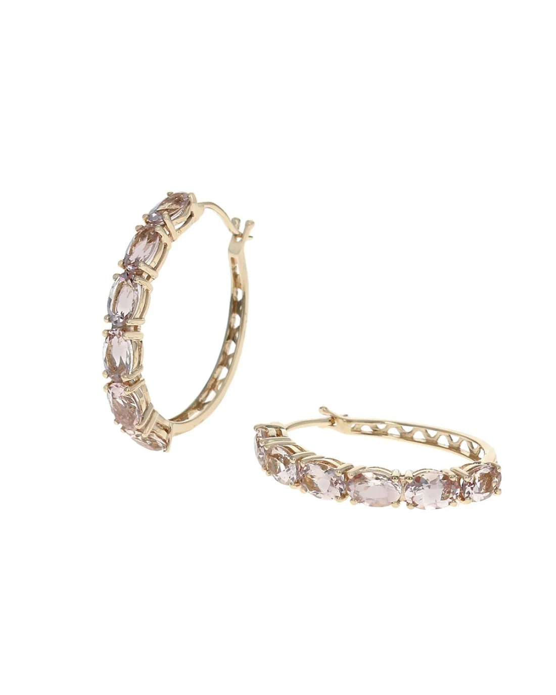 Morganite Hoop Earrings in Gold - Image 2