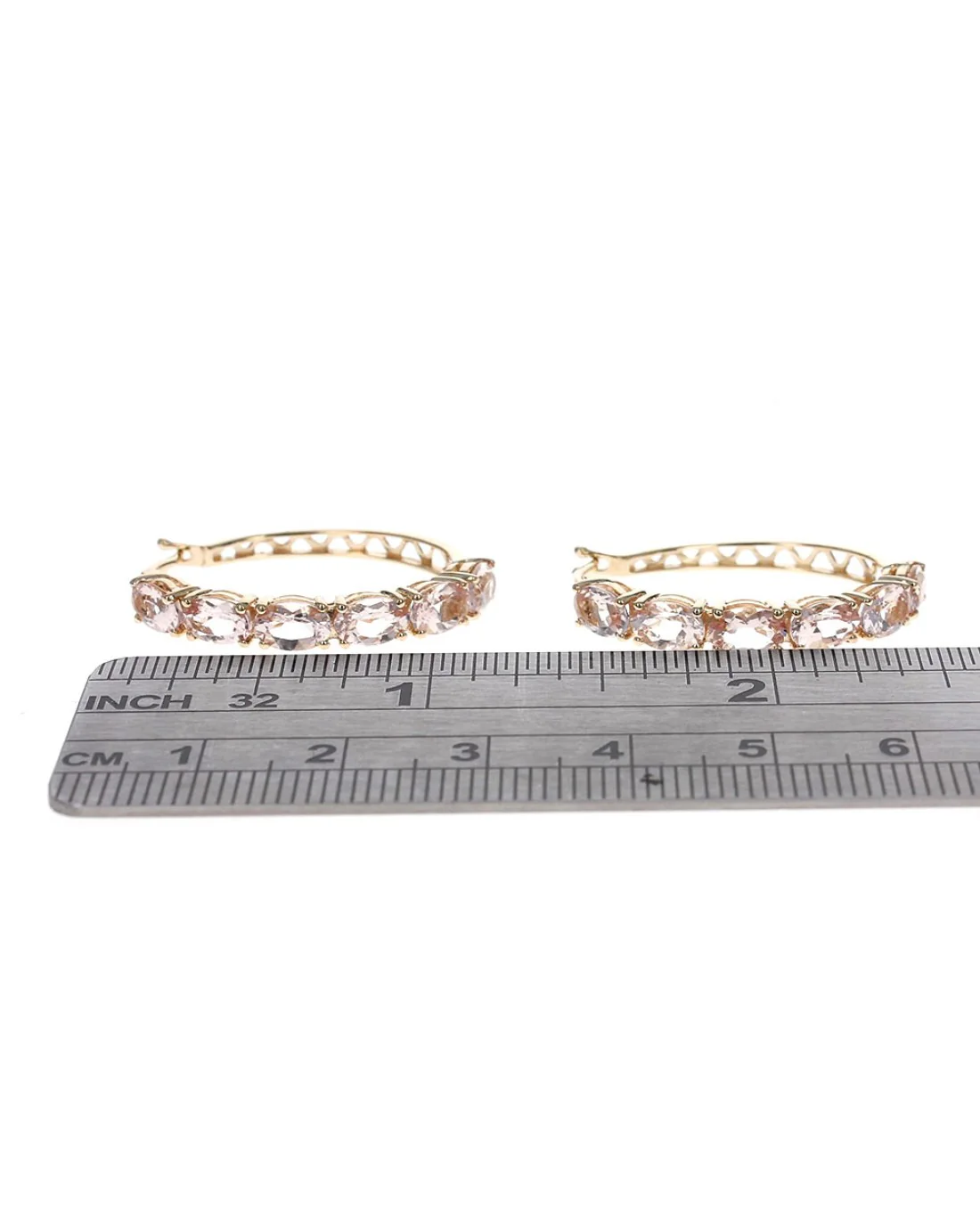 Morganite Hoop Earrings in Gold - Image 3