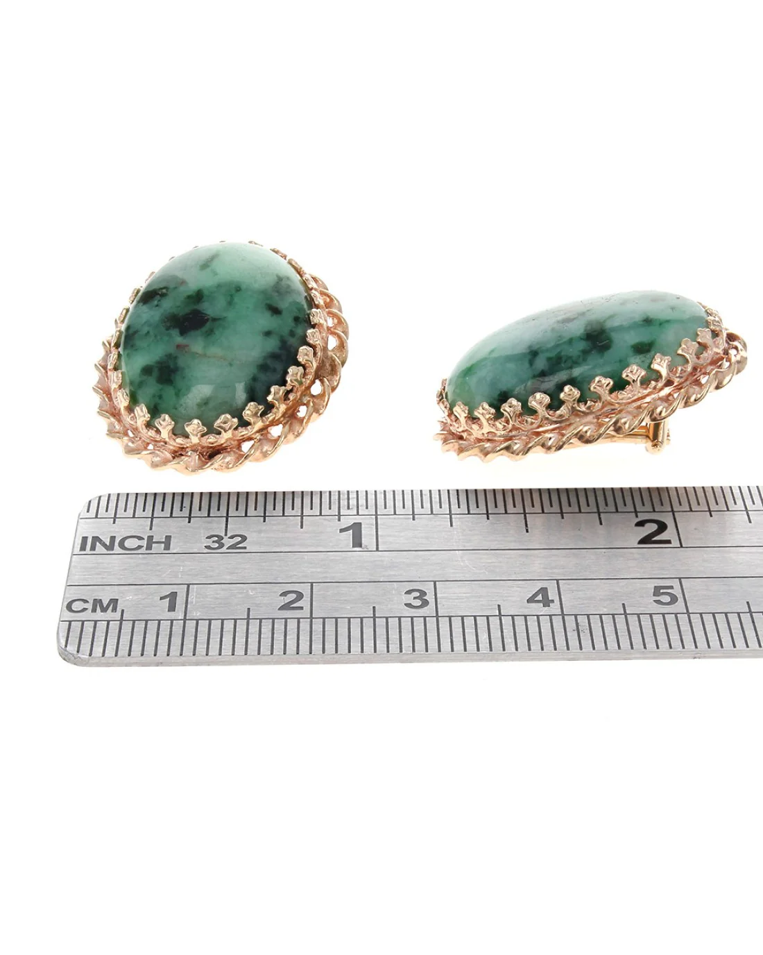 Mossy Jadeite Clip On Earrings - Image 3