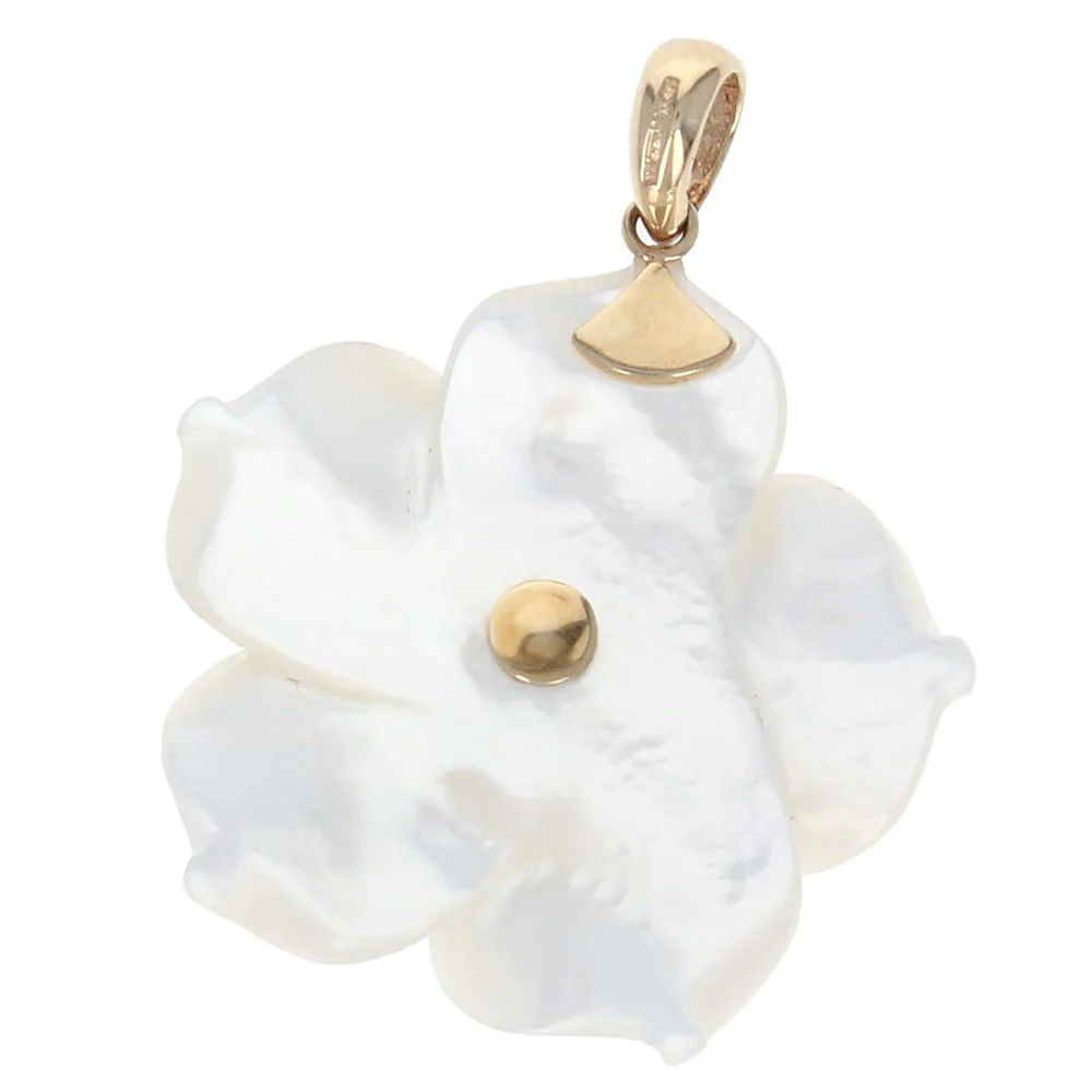 Mother of Pearl and Ruby Flower Pendant - Image 3