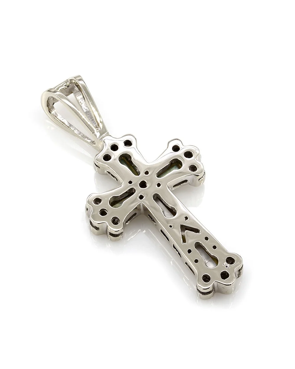 Mother-of-Pearl Inlaid Diamond Cross in Gold - Image 2
