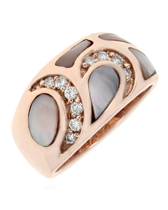 Mother of Pearl Inlay and Diamond Tapered Ring