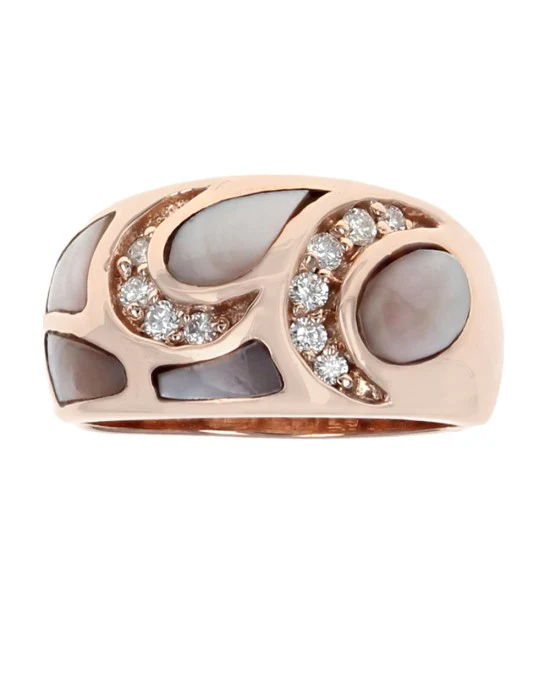 Mother of Pearl Inlay and Diamond Tapered Ring - Image 2