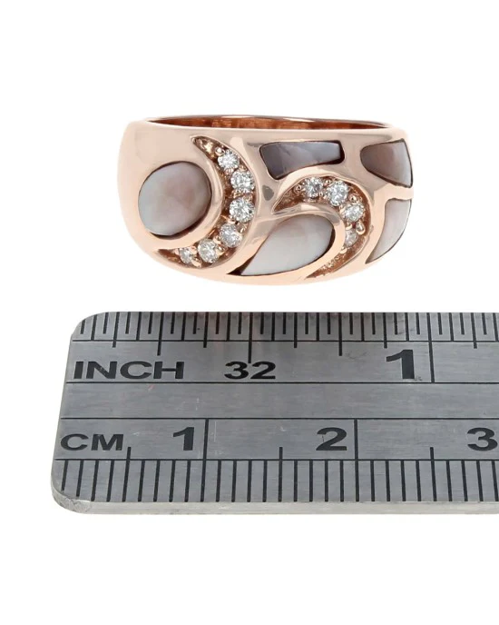 Mother of Pearl Inlay and Diamond Tapered Ring - Image 3