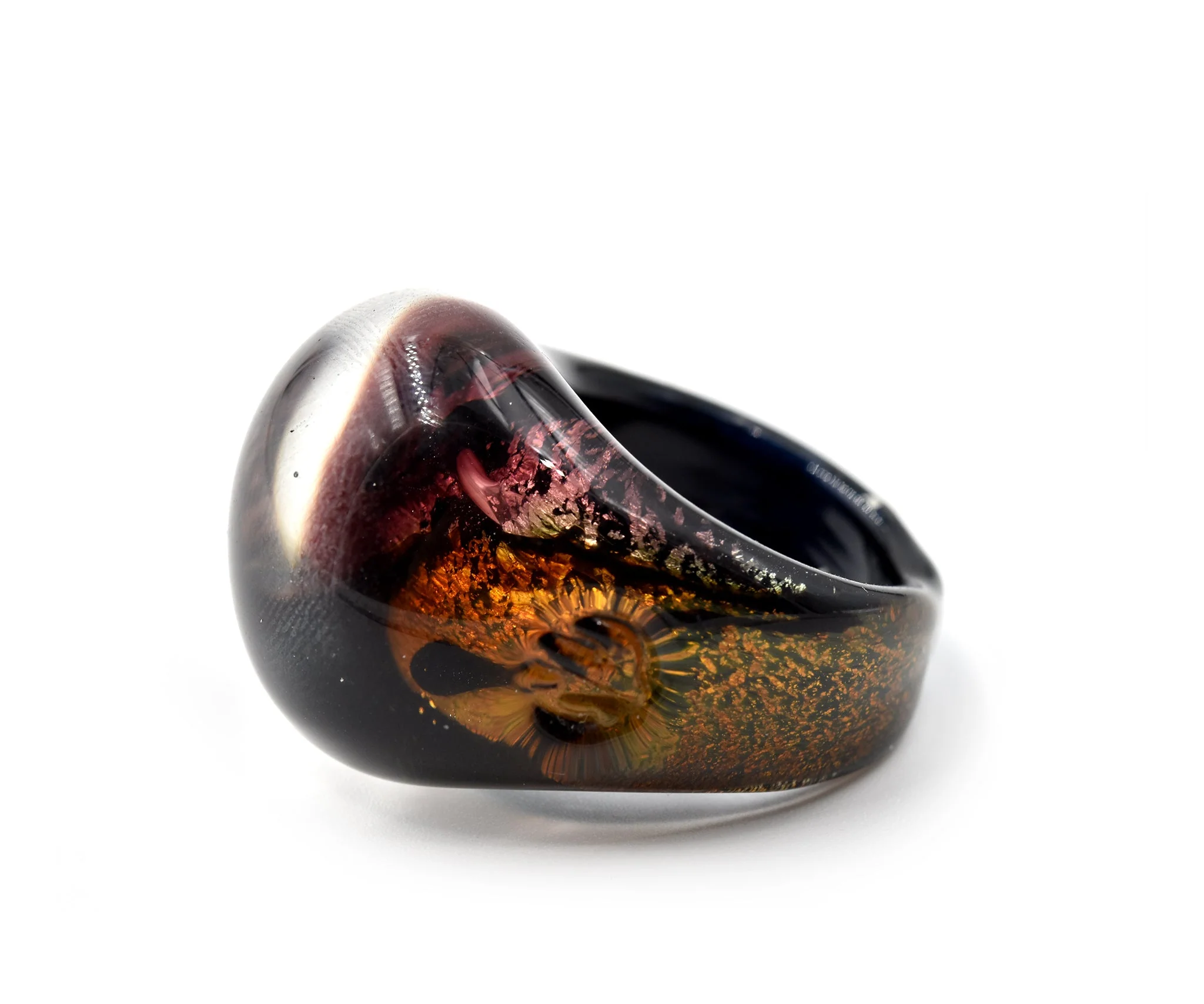 Multi-Color Purple-Orange Glass Fashion Dome Ring - Image 4