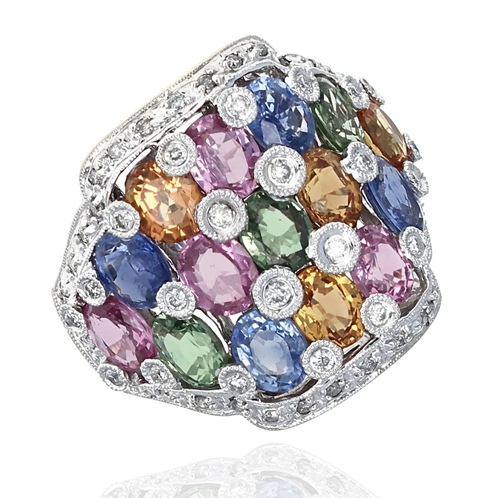 Multi Color Sapphire and Diamond Fashion Ring