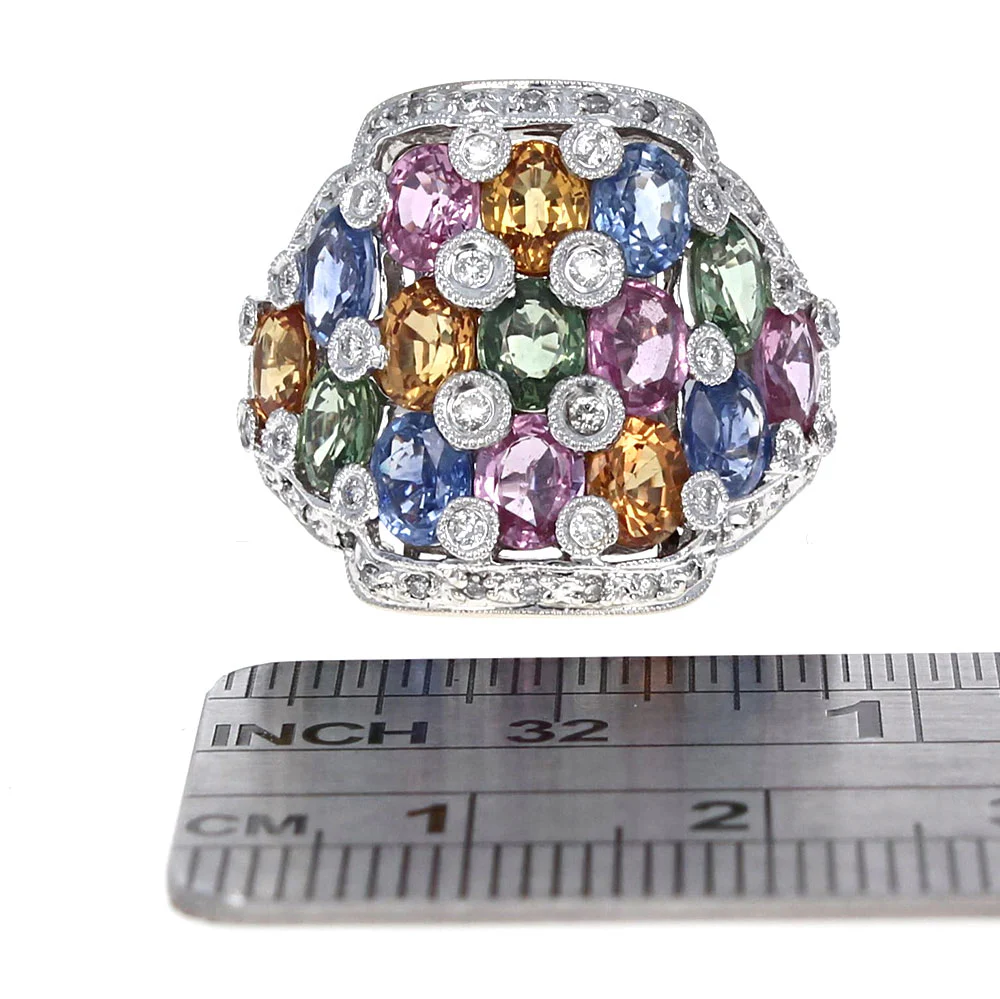 Multi Color Sapphire and Diamond Fashion Ring - Image 3