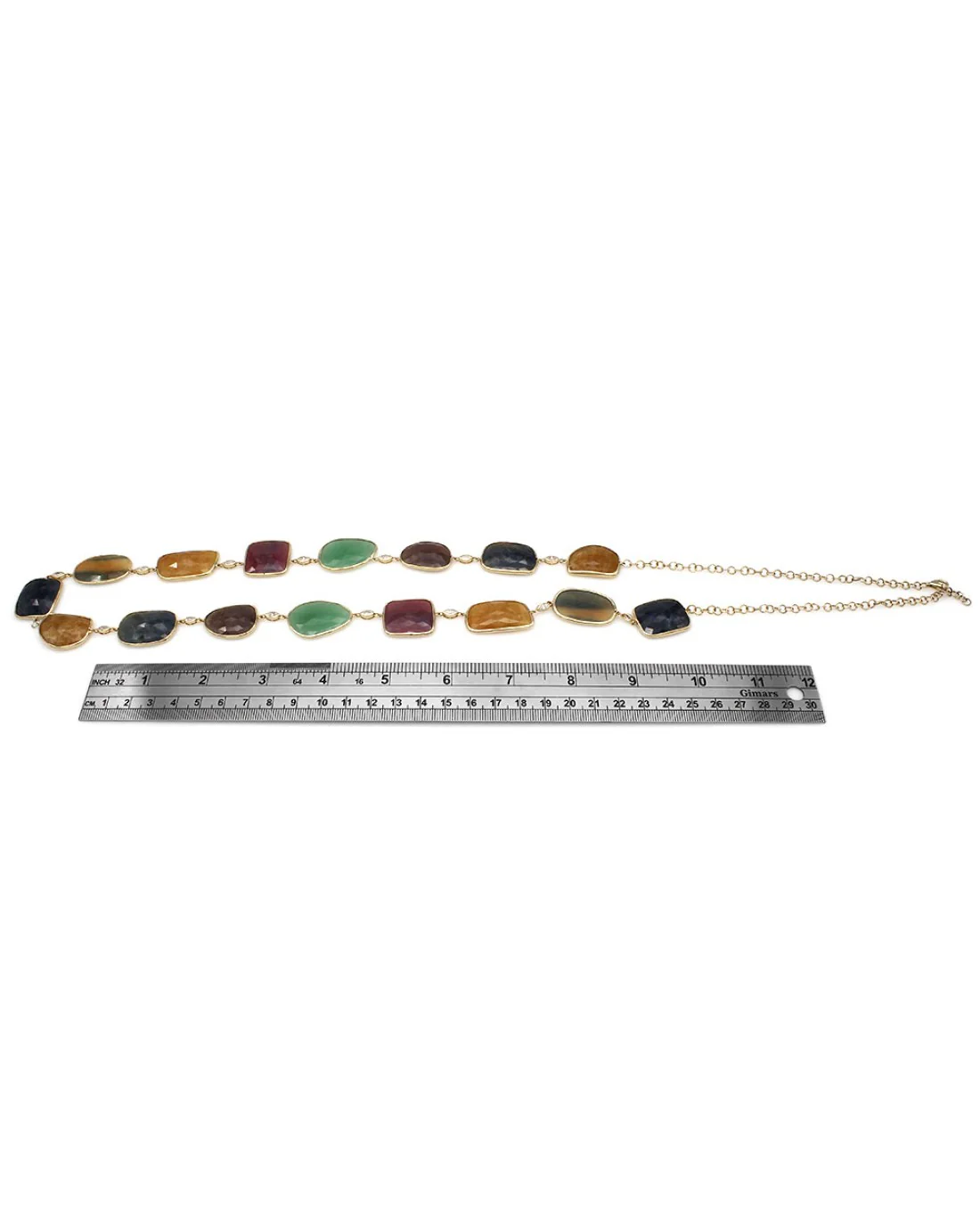 Multi Color Sapphire and Diamond Necklace in Gold - Image 2