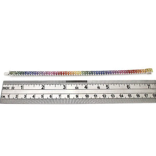 18K White Gold Multi-Color Sapphire Bracelet - Image 3