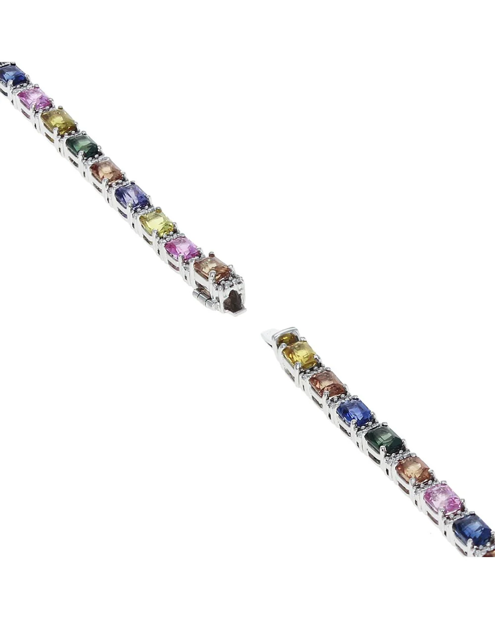 Multi Color Sapphire, Topaz and Diamond Inline Bracelet - Image 2