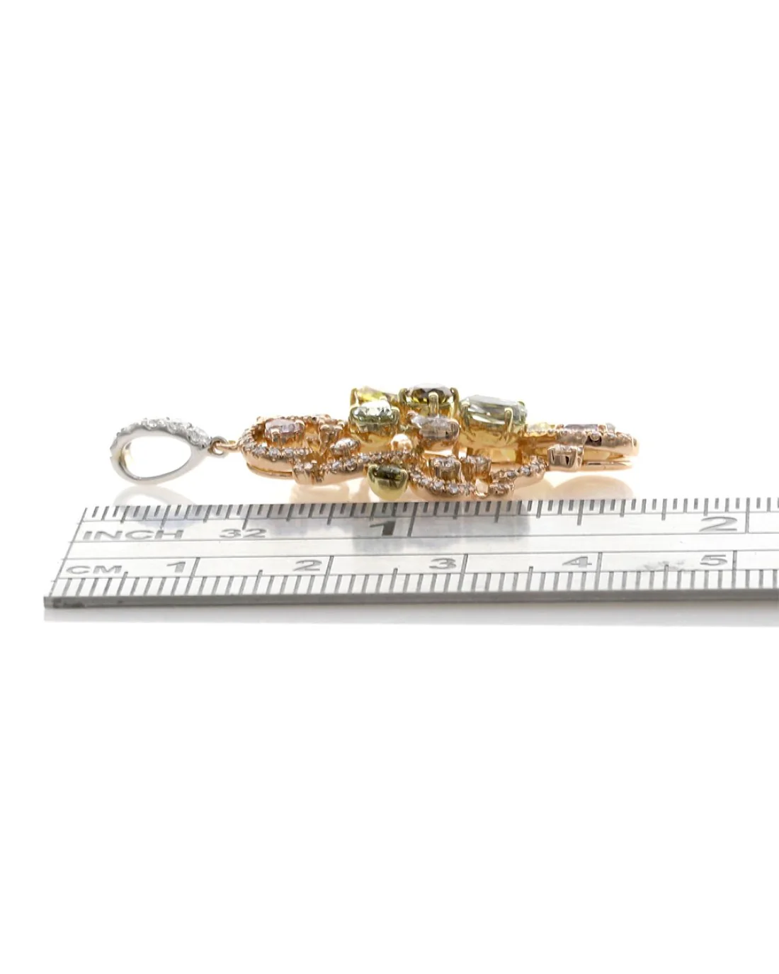 Multi Fancy Colored Diamond Pendnat in 18KW/R - Image 3