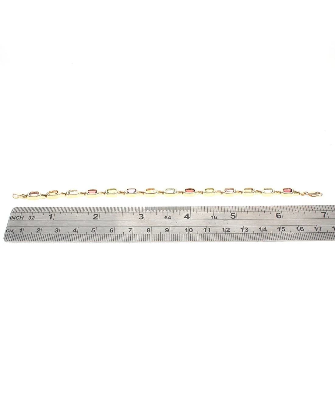 Multi Gemstone Link Bracelet in Yellow Gold - Image 3