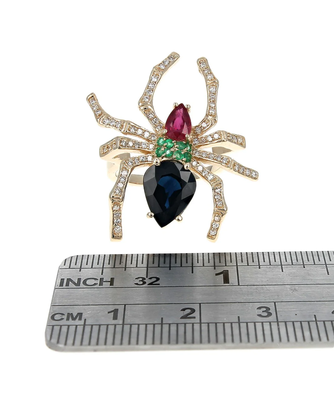 Multi Gemstone Spider Ring in Gold - Image 3