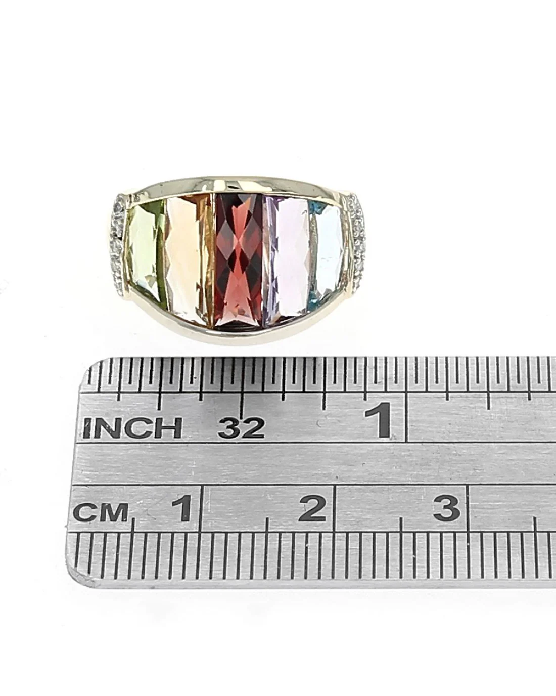 Multi Gemstone Tapered Ring in Yellow Gold - Image 3