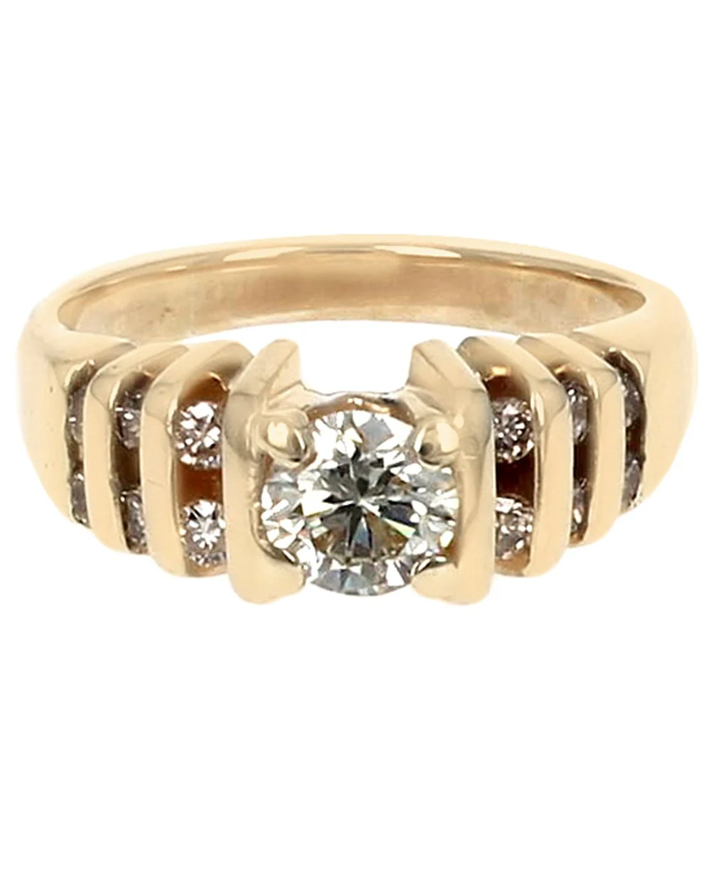 Multi Row Diamond Engagement Ring in Yellow Gold - Image 2