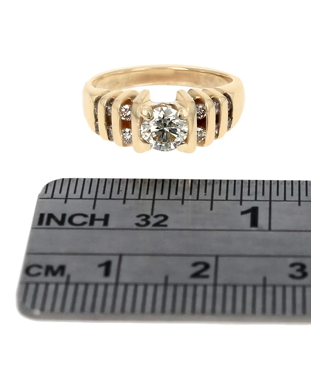Multi Row Diamond Engagement Ring in Yellow Gold - Image 3