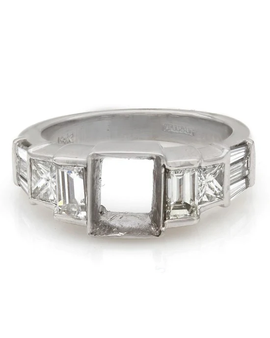 Multi-Shape Tiered Diamond Mounting in 18k White Gold - Image 2