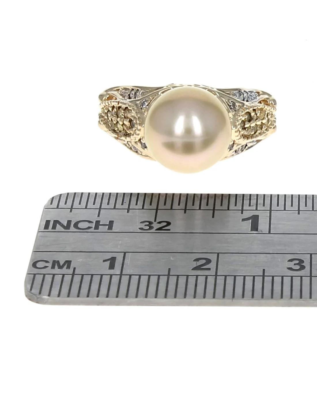 Na Hoku South Sea Pearl and White and Yellow Diamond Ring - Image 3